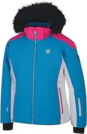 [REGATTA] Dare2B Girl's Vast Waterproof and Breathable High Loft Insulated Ski and Snowboard Jacket with Snowskirt and Faux Fur Hood Atlantic Blue/Cyber Pink, 3-4
