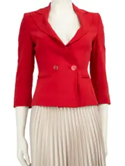 Red Button Up Single Breasted Blazer