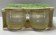 Vintage MCM LIBBEY Rocks Glasses-Yellow & White Stripe-Set of 4 NIB