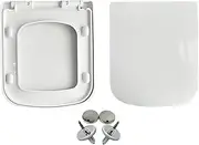 Huraoerrrr Square Toilet Seat Double Key Slow Soft Close Mute Thicken Universal Family Toilet Seat White