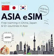 travSIM eSIM for Asia | 6GB Mobile Data | Free Roaming in China Japan, South Korea & 12 Other Regions in Asia | The Plan on Asia eSIM is Active for 10 Days.