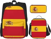 [JBYJBX] Spanish Flag Print School Backpack Adjustable Shoulder Straps,Lunch Bag Pencil Case 3-In-1 Set Bag