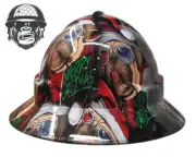 Custom Hydrographic Safety Hard Hat SANTA PUPS PRO CHOICE WIDE BRIM