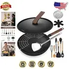 All-in-One 12-Piece Wok Set - Nonstick Carbon Steel for Induction & Gas Use