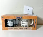 The Office Ceramic Salt & Pepper Shaker Set Dunder Mifflin Co. Mini Mugs - New