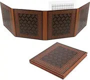 CASEMATIX DM Screen Faux Leather Embossed GM Screen - Four Panel Folding Dungeon Master Screen with Wet Erase Transparent Pockets and Compatible with Tabletop Roleplaying Games, Inserts Not Included