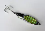MR CHAMP Casting Spoon 2oz Holographic Fishing Lure Treble Hook - Chartreuse