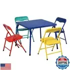 FurnitureR Kids 5-Piece Folding Square Table and Chair Set, Toddler Dining/St
