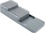 FOREVERIE Small Kitchen Knife Holder for 9 Items, Knives Storage Drawer Organiser, Grey
