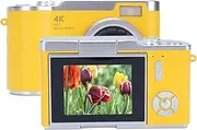 48MP Digital Zoom Camera, 1080P Resolution, 18X Electronic Zoom with LED Fill Light, for Selfie Taking and Content Previewing (Yellow)