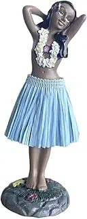 Hawaiian Dashboard Doll Collectible Figurines Resin Dancing Girl Dashboard Bobblehead for Birthday Bedroom Party Bookshelf, Blue
