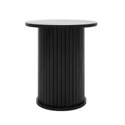 Booker 50cm Round Fluted Oak Side Table Black