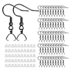 100x Silver Pendant Clasp Earring Hooks Fish Hook Ear Wires with Pinch Bails