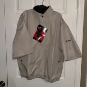 New Dryjoys Footjoy Rain Shirt Jacket Mens Large Tan Short Sleeve 1/4 Zip Golf