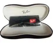 Ray Ban Hard Case Sunglasses Black Small Clamshell Cleaning Cloth Embossed Logo