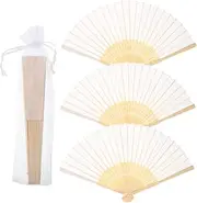 GARVALON Fabric Hand Fans Set 4pcs Chinese Style Folding Fan for Wedding Decor Party Souvenirs Cultural Present