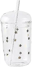 iplusmile Decorative Glass Drinking Mug Home Straw Cup for Juice Wine Tea Office