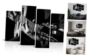 Music Canvas Wall Art Black and White Guitar Player Picture Painting Modern
