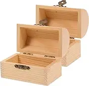 SOLUSTRE 2pcs Solid Wooden Treasure Chest Storage Box Cube Storage Bin Boxes Lock Style