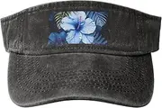[RLDOBOFE] Sun Visor Hat Adjustable Empty Top Baseball Cap Blue flower tropical Sun Hats for Women Men Sports Hats Summer Beach Cap