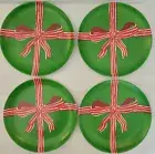 4 ct Target Threshold 7" Melamine Green Salad Plate Red Bow Christmas 2024 Set