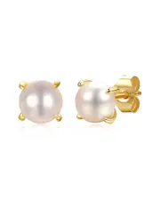 Genevive 14K Over Silver 6mm Pearl Studs