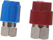 JECOMPRIS 2 Pcs Quick Connector Air Conditioner Couplers Kit Auto Manifold Gauge Hose Fitting to Adapter with Color Coded Knobs for Easy Identification