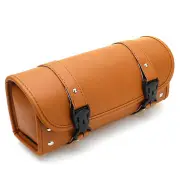 Universal Brown PU Leather Front Rear Motorcycle Tool Bag Luggage Storage Saddlebags