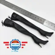 1/6 scale Black Leather Pegs Boots for 12'' FEMALE figure hot toys phicen