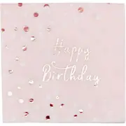 Rose Gold Confetti Birthday Large Paper Napkins / Serviettes (Pack of 16)