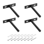 4 Set Floating Shelf Bracket 4", T Brackets for Shelves with Screw, Black