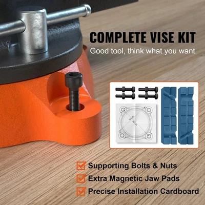 Heavy Duty 16.7cm Bench Vise with 360o Swivel Base & Anvil, Ductile Iron