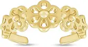 [Wishrocks] Adjustable Flowers Toe Ring 14k Gold Over Sterling Silver Jewelry For Women