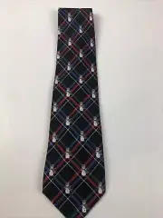 NWT Holidays 100% Silk Men's Tie Black Snowmen Kohl’s Geometric Design