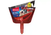 O-Cedar Pet Pro Broom And Step-On Dustpan PowerCorner, Red