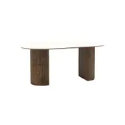 Reitz Oval Dining Table with Stone Table-top and Wood Legs/180cm
