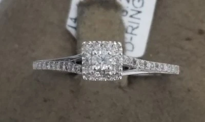 Clearance White Gold Round Princess Diamond Wedding Engagement Ring Promise