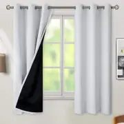 Greyish White 100% Blackout Curtains for Bedroom 63 Inch Length 2 Panels Set,...