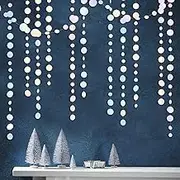 4Pcs Glitter Iridescent Metallic Circle Garlands, BetterJonny Holographic Hanging Stars Streamer Backdrop Party Decoration Glitter Paper Hanging Bunting Banner Background for Birthday Wedding Decor