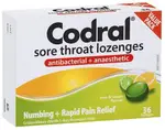 Codral Lime & Lemon Sore Throat Antibacterial + Anaesthetic 36 Lozenges
