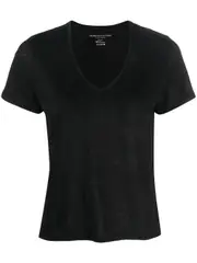 [Majestic Filatures] V-neck linen T-shirt 0 Black