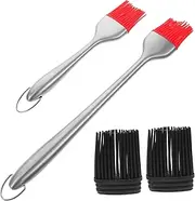 FELTECHELECTR 1 Set BBQ Basting Brush Stainless Steel Silicone Pastry Brush for Grilling Baking Easy Clean for Kitchen Family Gatherings and Picnics