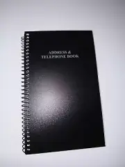 Spiral-Bound Address and Telephone Book with Plastic Cover Black Name Phone