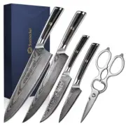 Sunnecko Kitchen Knives Set VG10 Damascus Steel Chef Slicing Knife Cutlery Tools