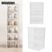 6 Pairs Shoe Storage Box Drawer Type Stackable Sneaker Organizer Shoe Container