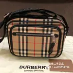 雅婷二手 BURBERRY VINTAGE復古格紋相機包 801015 博柏利 情侶小方包 單肩包 帆布包 斜挎包