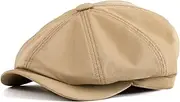 [JANGOUL] Kids Boys Cotton Newsboy Cap 8 Panel Beret Cabbie Hat for Toddler, Khaki, 6-24 Months
