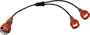 Adapter Splitter Extension Lead 10A 5 Pin Plug to 2 x 3 Pin 10A Flat Single Phase Socket, Heavy Duty