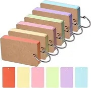 Tanstic 300Pcs Index Cards, 2.12 x 3.54 Inch 6 Colors Colored Flash Cards with Ring, Punched Note Cards Flashcards Index Cards Notecards for School Office Studying, Learning, Memory