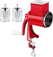 Hand Crank Grain Mill with Table Clamp Rustproof Manual Food Grinder with 2 Replacement Blades Multifunctional Hand Grain Mill Grinder Reusable Hand Coffee Grinder for Nut Spice Wheat Coffee Kitchen